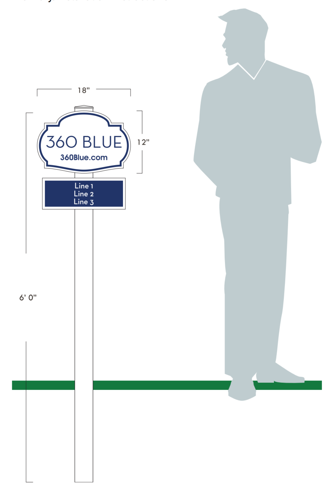 360 Blue: Standard Sign (Complete) – Boardwalk Designs